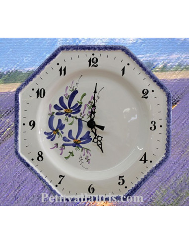 Horloge en céramique décor fleurs bleues pour suspendre dans votre ... Ceramique decor cuisine