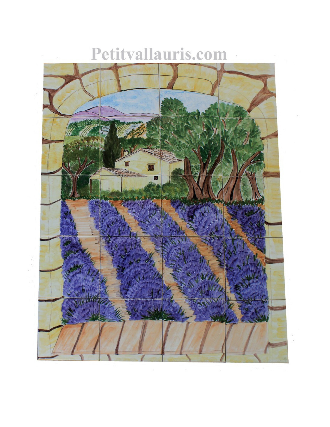 Fresque murale sur carrelage 15 x 15 en faience motif artisanal vue sur