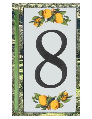 Numero de rue chiffre 8 décor Citrons
