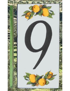 Numero de rue chiffre 9 décor Citrons
