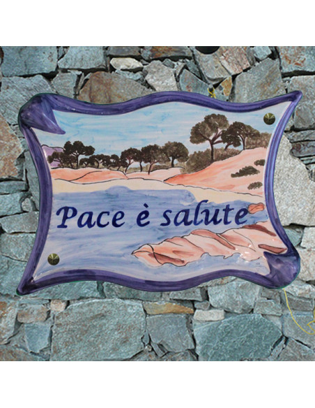 Grande Plaque modèle parchemin pour maison décor artisanal plage de Palombaggia en Corse + personnalisation