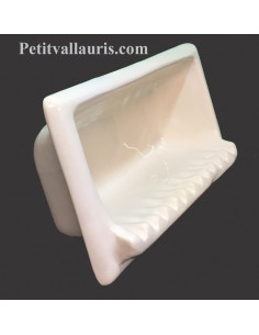 Porte savon en faience modèle rectangle à encastrer uni blanc brillant