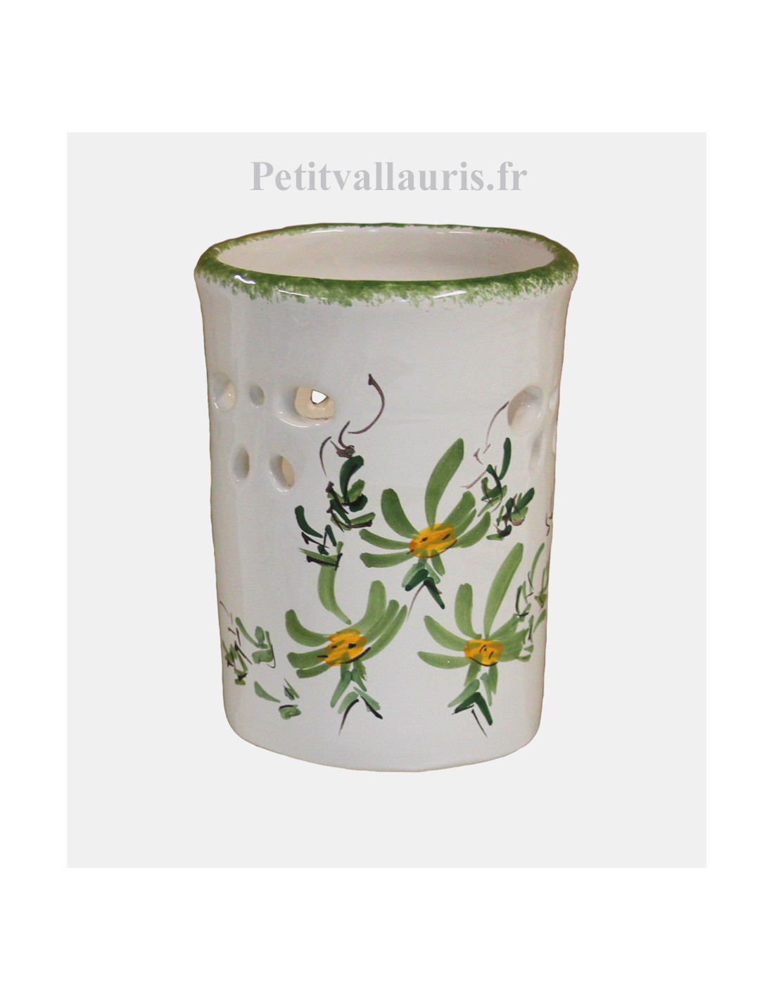 Porte-ustensiles En Céramique Rayé - Organisateur De Cuisine Avec Bac De Vidange, Vert, Kaki, Blanc Ou Gris