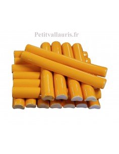 Listel de finition en faience modèle demi-rond fin émaillé couleur unie jaune Provençal