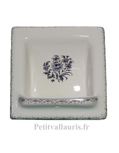 Porte savon en faience modèle carré à encastrer émaillé uni blanc brillant