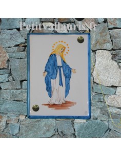 Plaque de maison émaillée motif sainte vierge Marie et inscription personnalisée