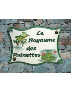 Plaque de maison en céramique décor personnalisé Grenouille Rainette