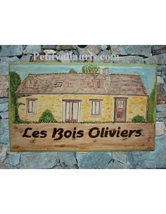 Grande plaque de maison en céramique modèle rectangle avec motif artisanal motif Client Fermette Val de Loire