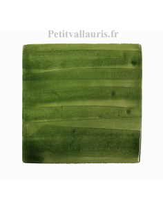 Carreau mural 10,5 x 10,5 cm couleur vert moyen brillant en faience épaisseur 0.7 cm collection "fait maison"