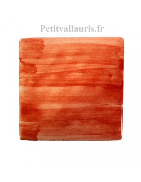 Carreau mural 10,5 x 10,5 cm couleur rouge coquelicot brillant en faience épaisseur 0.7 cm collection "fait maison"