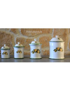 Série de Pot de cheminée rond en faience blanche collection les citrons
