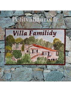 Grande plaque de maison en céramique modèle rectangle avec motif artisanal motif Client villa littoral Varois
