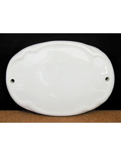 Plaque de maison ovale en céramique unie blanche