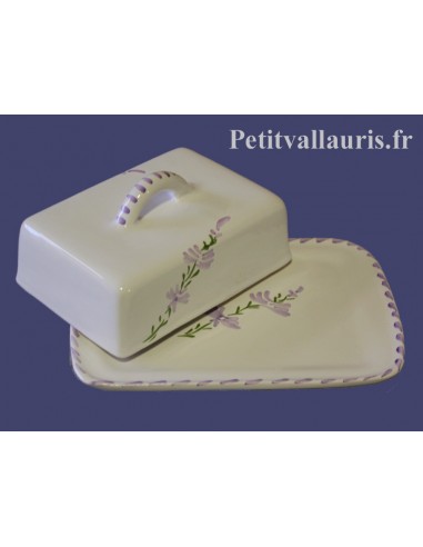 Beurrier breton en faience conservateur couleur blanche décor tradition bleu