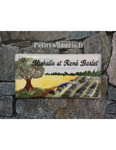 Plaque de maison faïence émaillée décor artisanal campagne provençale + inscription personnalisée