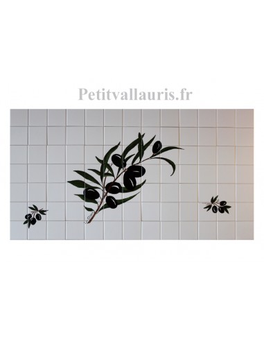 Fresque sur carreaux de faience collection flore Méditerranéenne décor artisanal les Olives