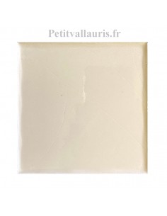Carreau 10 x 10 cm uni ivoire (blanc crème) en faience émaillée craquelé (comme les anciens) épaisseur 0.5 cm