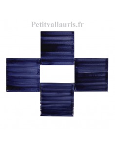 Carreau mural 10,5 x 10,5 cm bleu foncé (bleu de Sèvres) brillant en faience épaisseur 0.7 cm collection "fait maison"