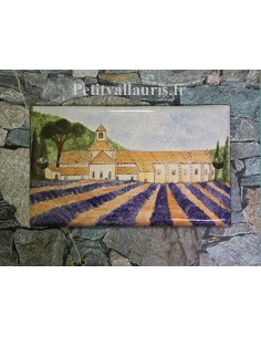 Plaque de Villa en céramique modèle rectangle motif artisanal Abbaye de Senanque+ inscription personnalisée