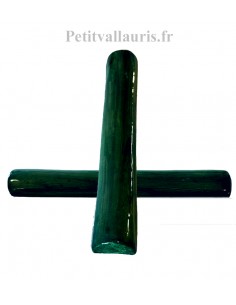 Bordure-listel en faience modèle demi-lune large émaillée couleur unie vert foncé