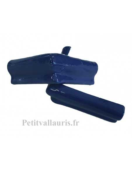 Listel d'angle droit convexe (sortant) modèle corniche en faïence émaillée couleur bleue lavande brillant