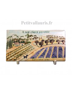 Plaque funéraire en céramique modèle rectangulaire paysage campagne provençale avec votre personnalisation