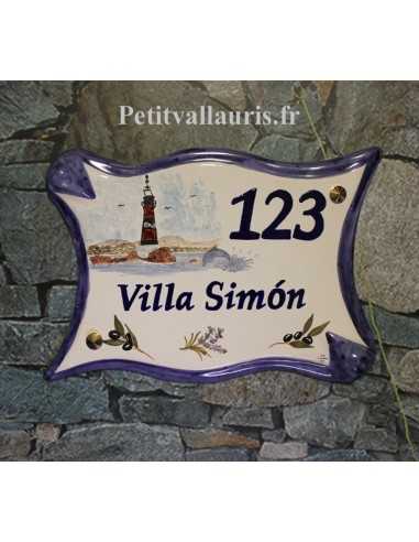 Grande Plaque modèle parchemin pour maison décor artisanal phare de La Fourmigue au Lavandou + personnalisation