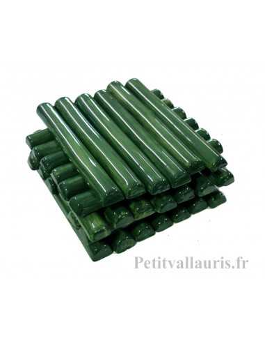 Listel de finition en faïence modèle demi-rond fin émaillé couleur unie vert foncé