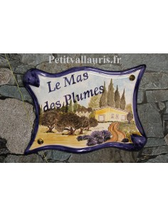 Grande Plaque modèle parchemin pour maison décor artisanal paysage villa dans campagne Provençale + personnalisation