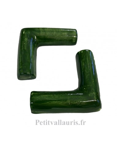 Listel d'angle modèle fin demi-lune en faïence émaillée couleur uni vert medium (bouteille)