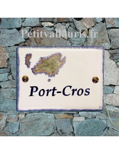 Plaque de maison en céramique émaillée motif artisanal ile de Port Cros + personnalisation