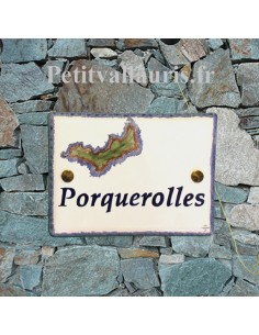 Plaque de maison en céramique émaillée motif artisanal ile de Porquerolles + personnalisation