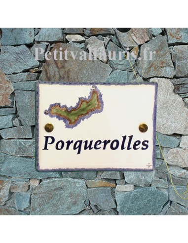 Plaque de maison en céramique émaillée motif artisanal ile de Porquerolles + personnalisation