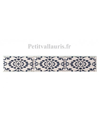 Carrelage mural en faïence blanche 15 x 7,5 cm modèle voluptéo bleu