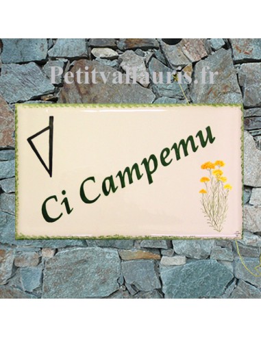 llée motif artisanal Corse stylisée et fleurs d'immortelle + personnalisation