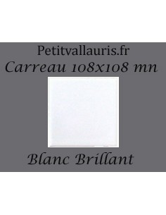 Carreau mural 10.8 x 10.8 cm en faïence blanche brillante assortie à nos décors