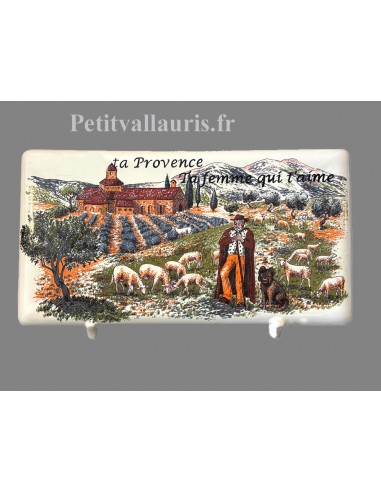 Plaque funéraire en céramique modèle rectangulaire paysage berger avec votre personnalisation