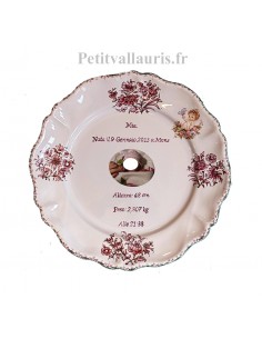 Assiette en faïence personnalisée de naissance fille avec photo