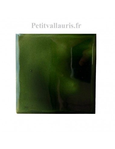 Carreau 10 x 10 cm uni vert Provençal brillant mural en faïence épaisseur 0.5 cm