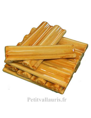 Listel modèle corniche en faïence émaillée couleur uni jaune ocre