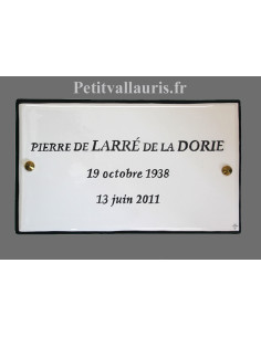 Plaque funéraire en céramique modèle rectangulaire à fixer + inscription personnalisée en noir