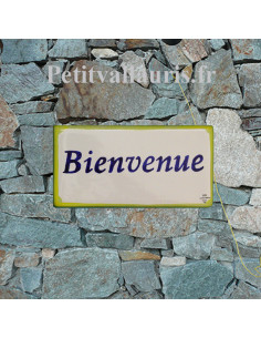 Plaque chiffre de maison faïence blanche avec une bordure jaune + chiffre personnalisé
