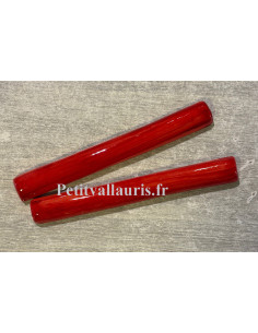 Listel de finition en faïence modèle demi-rond fin émaillé couleur rouge vermillon