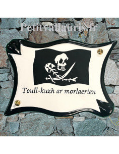 Grande plaque de maison en faïence modèle parchemin motif sérigraphie céramique d'après un fichier