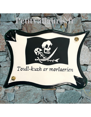 Grande plaque de maison en faïence modèle parchemin motif sérigraphie céramique d'après un fichier