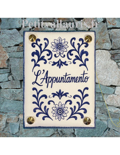 Plaque de maison céramique 15x20 motif fleurs et pétales bleues d'après fichier numérique