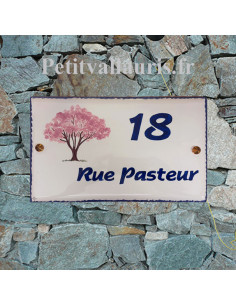 Plaque gravure et dessin personnalisé pour votre maison en faïence motif artisanal le Cerisier