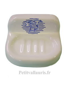Porte savon en céramique blanche modèle mural collection Marine les Mouettes