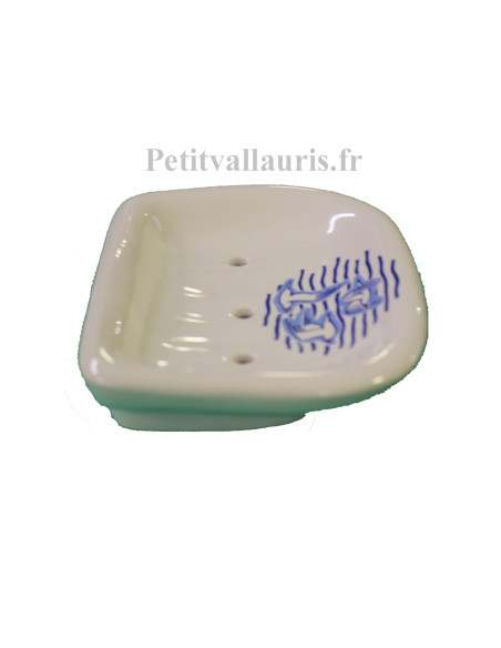 Porte savon en faïence blanche à poser modèle Annie collection Marine motif les Mouettes