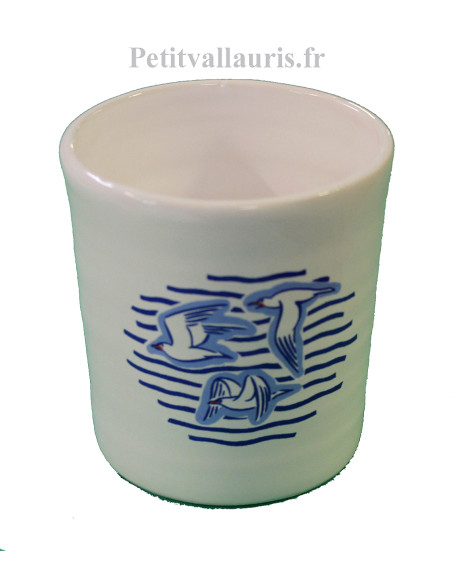 Porte crayon de maquillage en faïence collection Marine motif la Mouette